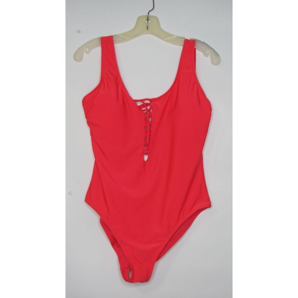 Hot Water One Piece Swim Suit Womens Lace Up Front